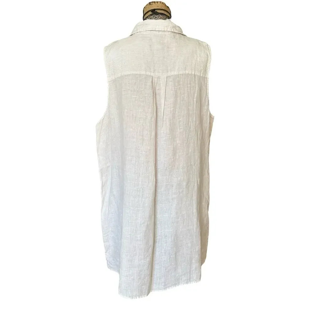 NEW - Tahari Sleeveless Cream Tunic 100% Linen - PLUS SIZE 2X - Picture 10 of 11
